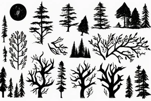 forest at night tattoo idea