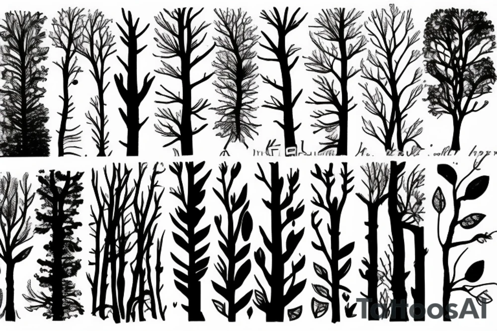 forest at night tattoo idea