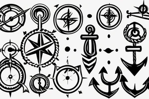 anchor with a compass wrapped around it in the ocean tattoo idea