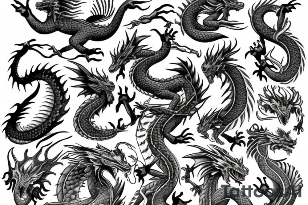 dragon breathing fire tattoo idea