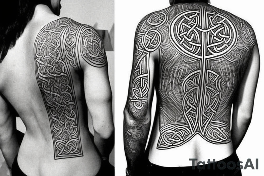 Celtic runes back tattoo idea