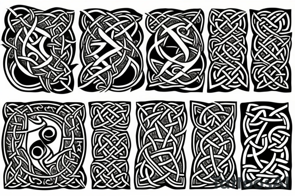 Celtic runes surrounding a fire breathing dragon tattoo idea