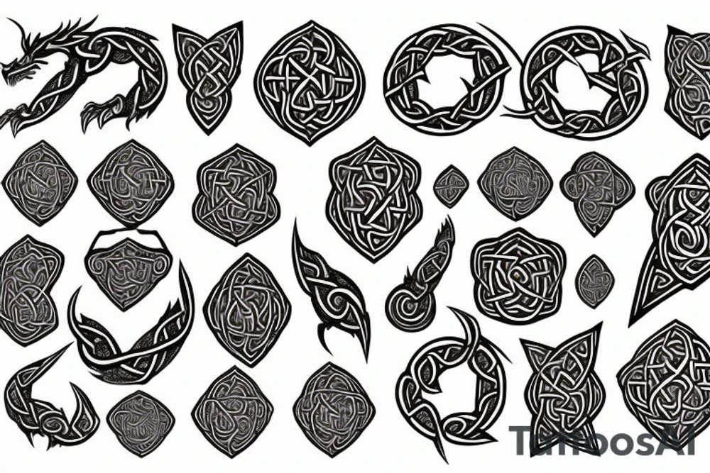 Celtic runes surrounding a fire breathing dragon tattoo idea