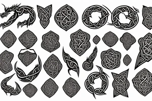 Celtic runes surrounding a fire breathing dragon tattoo idea