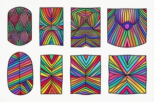 Geometric patterns in rainbow colors tattoo idea