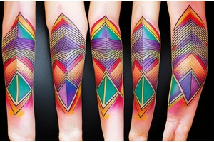 Geometric patterns in rainbow colors tattoo idea