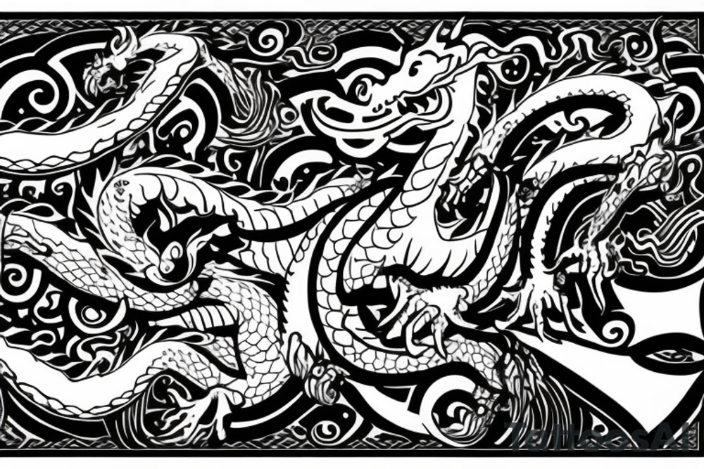 Smiling dragon with a top hat tattoo idea