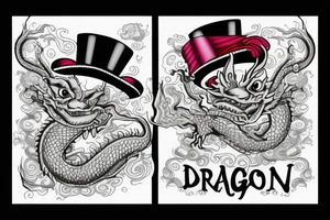 Smiling dragon with a top hat tattoo idea