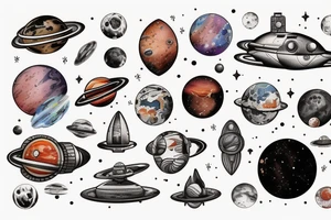 Space ship and mars tattoo idea