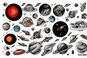 Space ship and mars tattoo idea