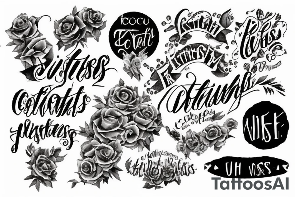 Letters 
Ruthless Focus, Commitment, Sheer Will tattoo idea