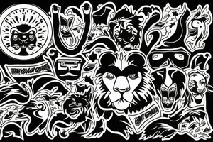Black lion and a sunset tattoo idea