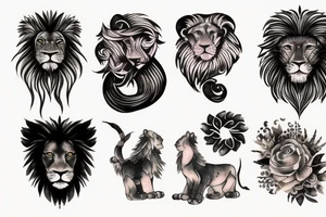 Black lion and a sunset tattoo idea