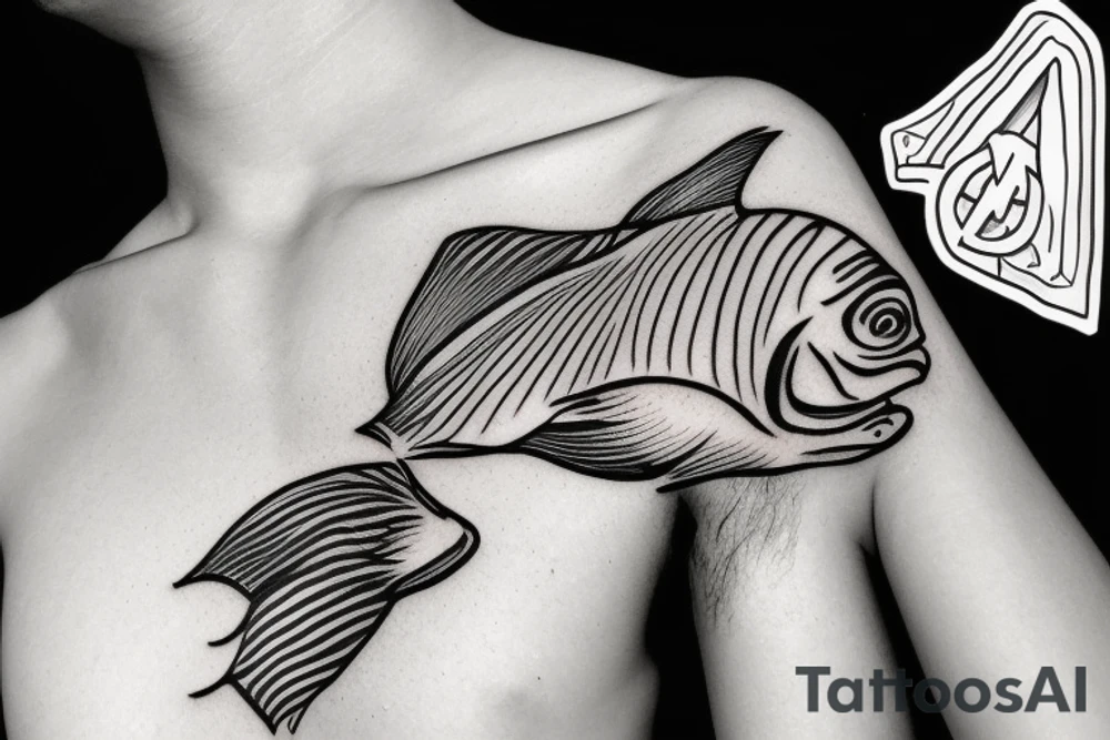 fish bone with a letter r tattoo idea