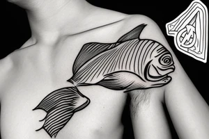 fish bone with a letter r tattoo idea