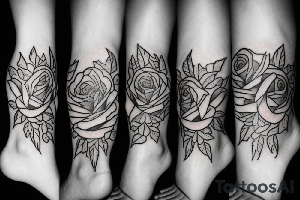 rose on ankle tattoo idea