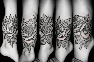 rose on ankle tattoo idea