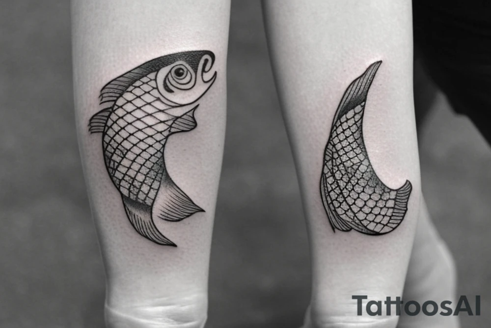 tattoo is used  for covering a scar on ankle.  fish bone tattoo idea