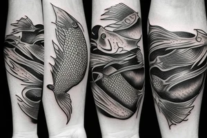 tattoo is used  for covering a scar on ankle.  fish bone tattoo idea