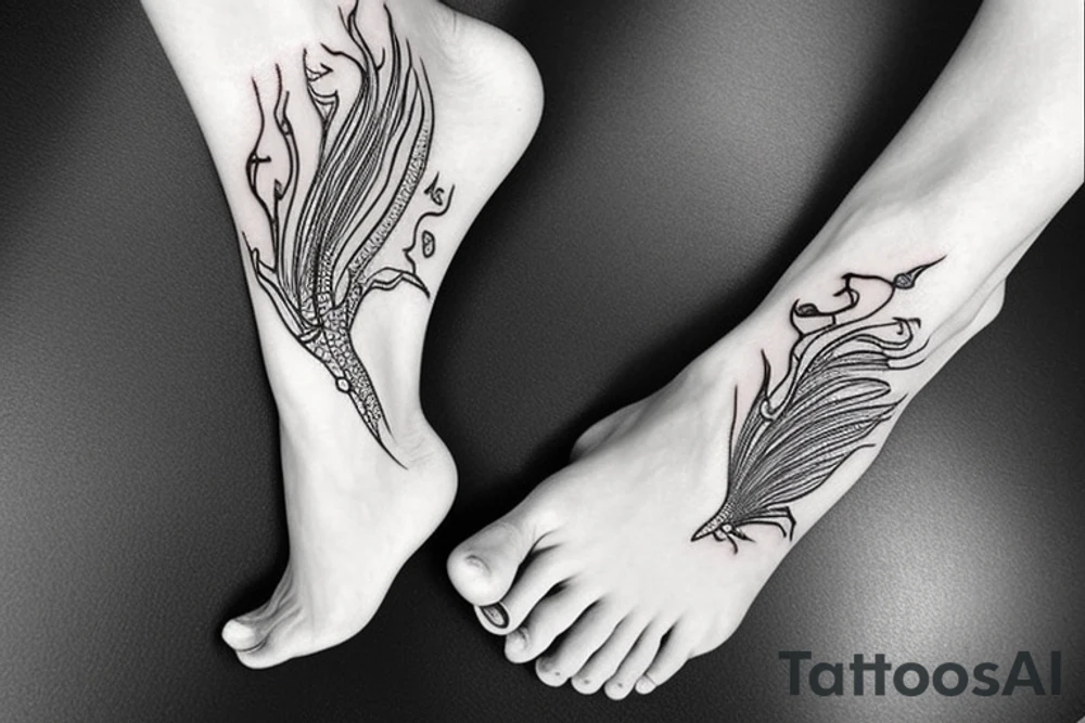 tattoo is used  for covering a scar on ankle.  fish bone tattoo idea