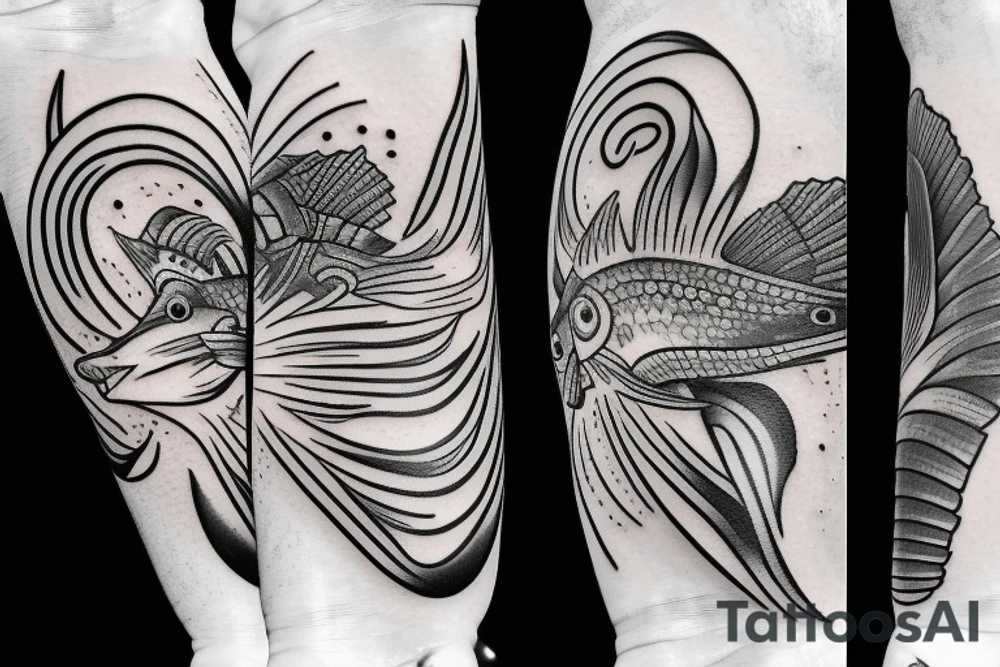 tattoo is used for covering a scar on ankle. fish bone tattoo idea