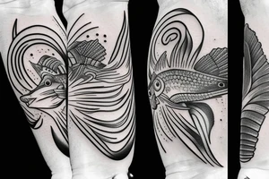 tattoo is used  for covering a scar on ankle.  fish bone tattoo idea