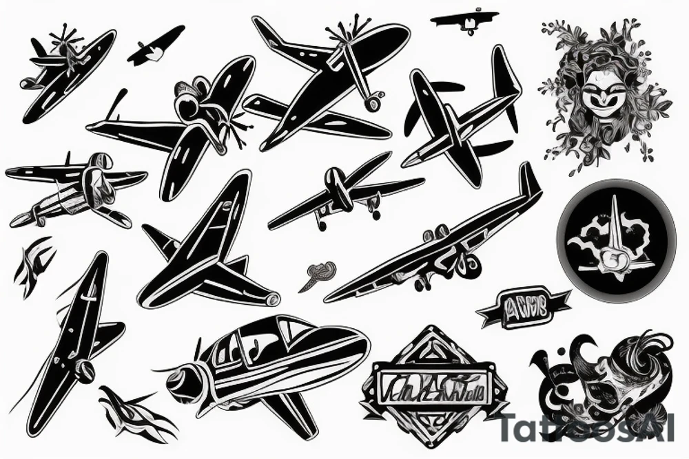 Arm tattoo designs with airplane tattoo idea