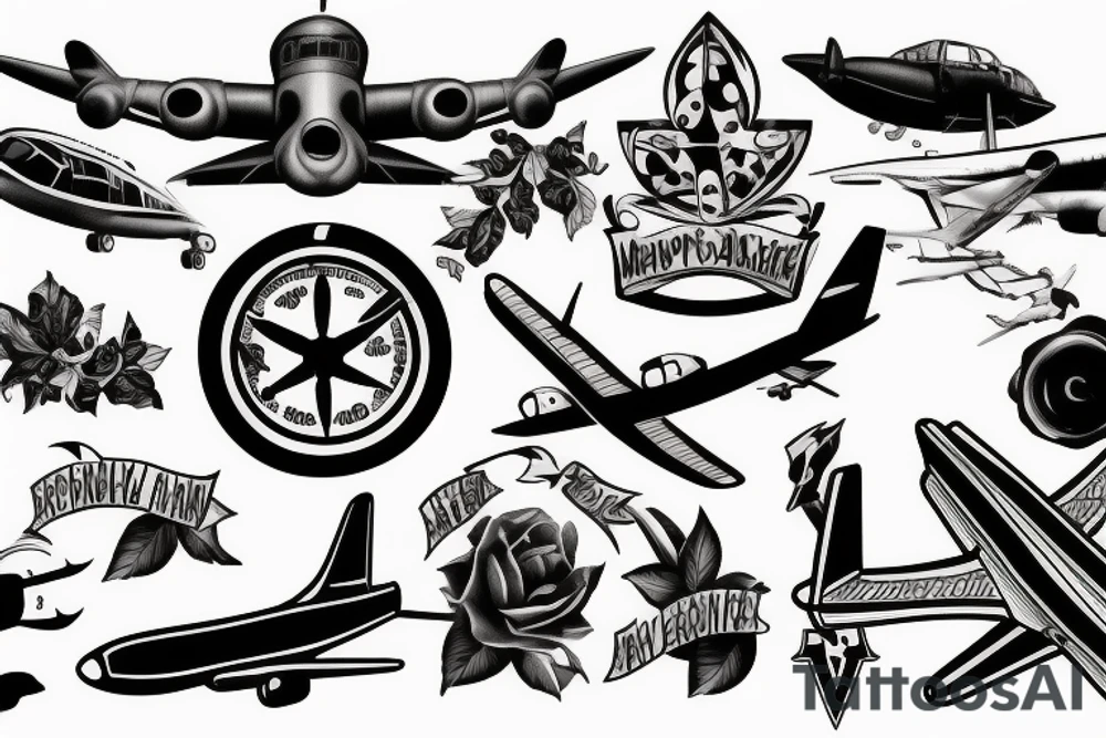Arm tattoo designs with airplane tattoo idea