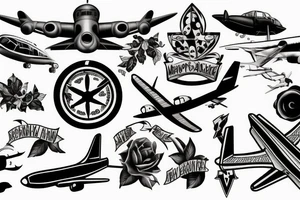 Arm tattoo designs with airplane tattoo idea