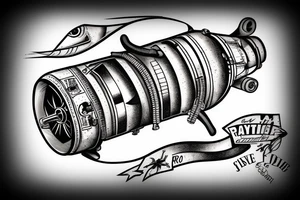 RB211 jet engine with top gun and given to fly tattoo idea