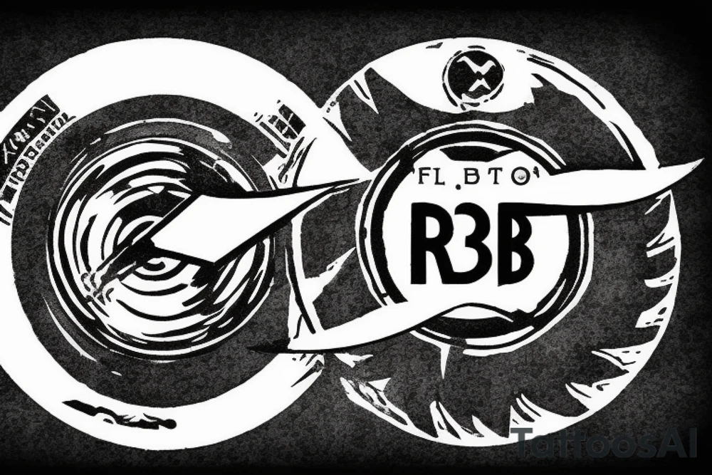 RB211 jet engine with top gun logo and pearl jam given to fly lyric tattoo idea