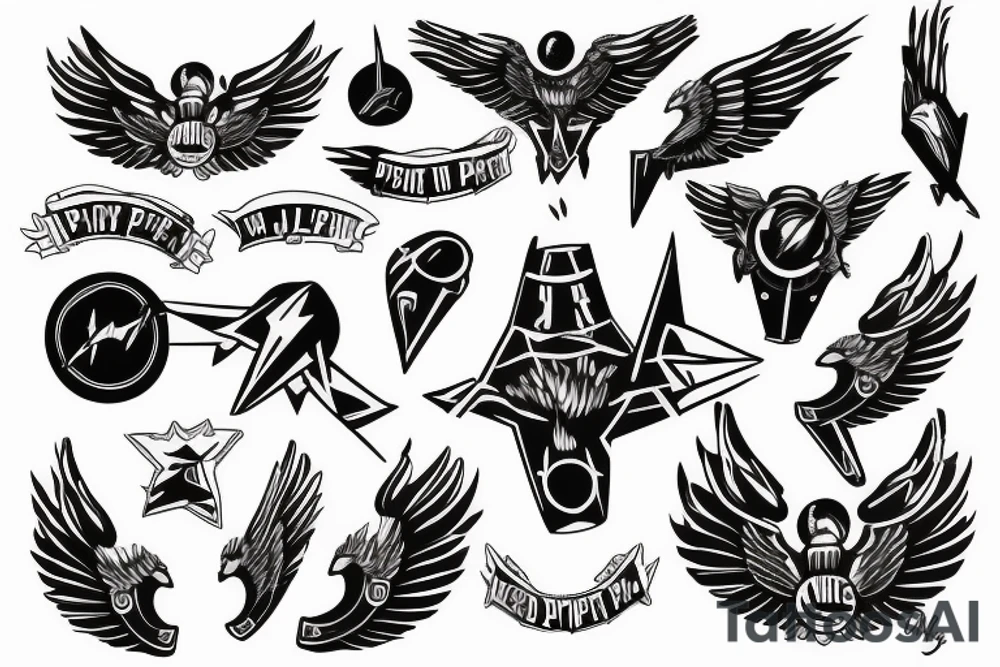 Jet pilot, top gun wings, given to fly lyric tattoo idea