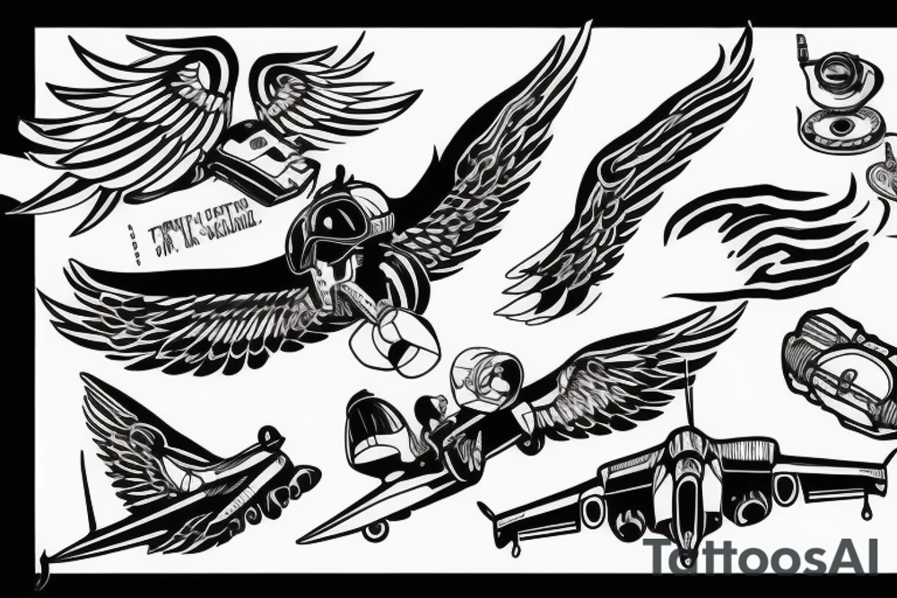 Jet pilot, top gun wings, given to fly lyric tattoo idea