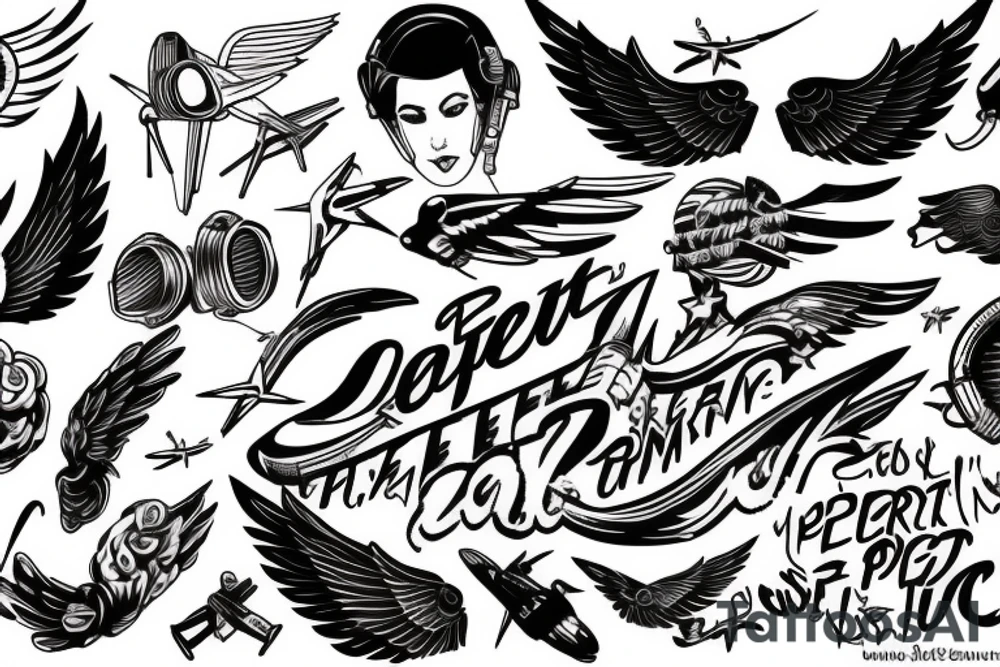 Jet pilot, top gun wings, given to fly lyric tattoo idea