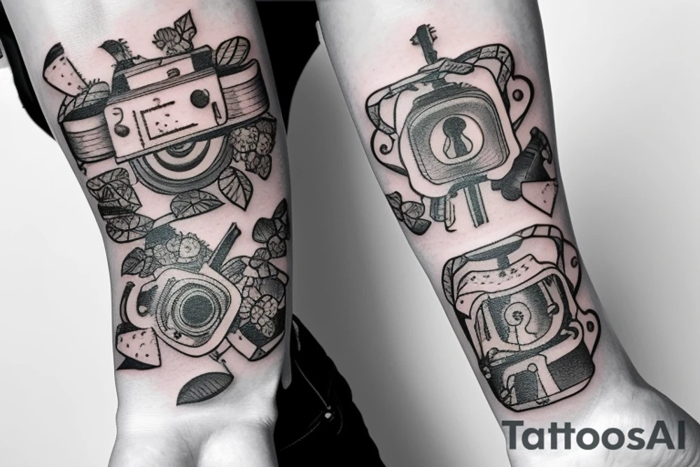 Arm band with Lock and key tattoo idea