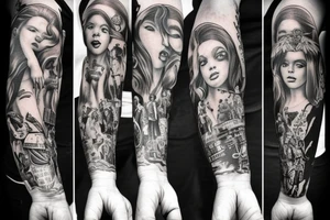 Arm sleeve Christian tattoo idea