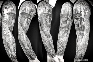 Arm sleeve Christian tattoo idea