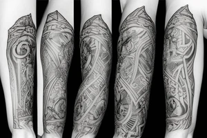 Arm sleeve Christian tattoo idea