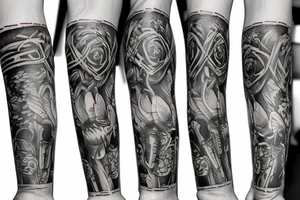 Arm sleeve Christian tattoo idea