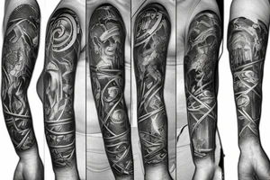 Arm sleeve Christian tattoo idea