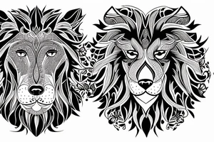 Lion wolf face with mandala tattoo idea