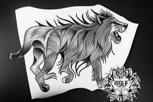 Half Lion half wolf tattoo idea