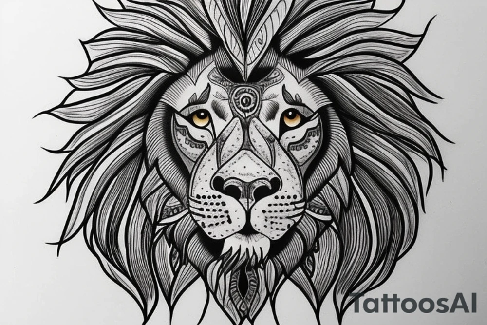 realistic Lion mandala around it tattoo idea