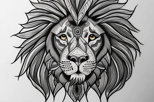 realistic Lion mandala around it tattoo idea