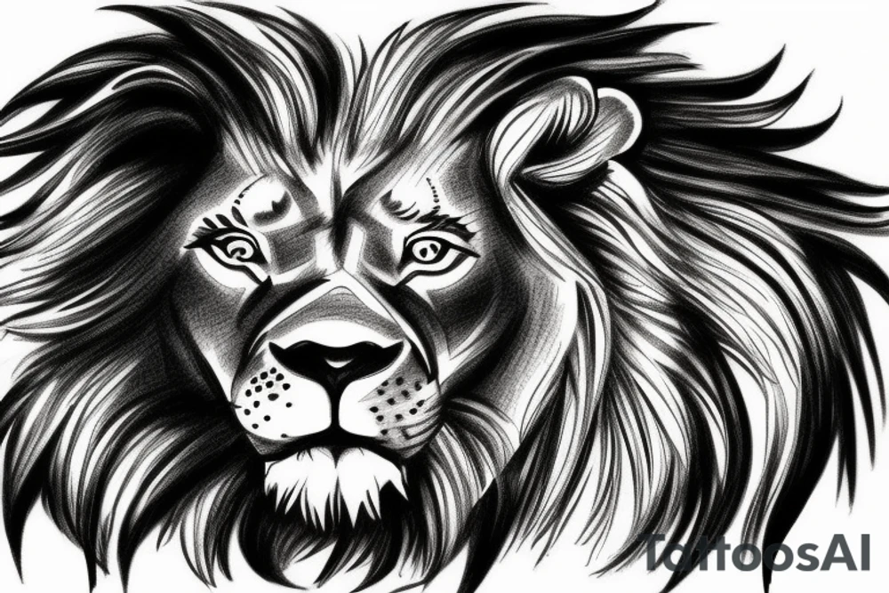 realistic Lion eating tattoo idea
