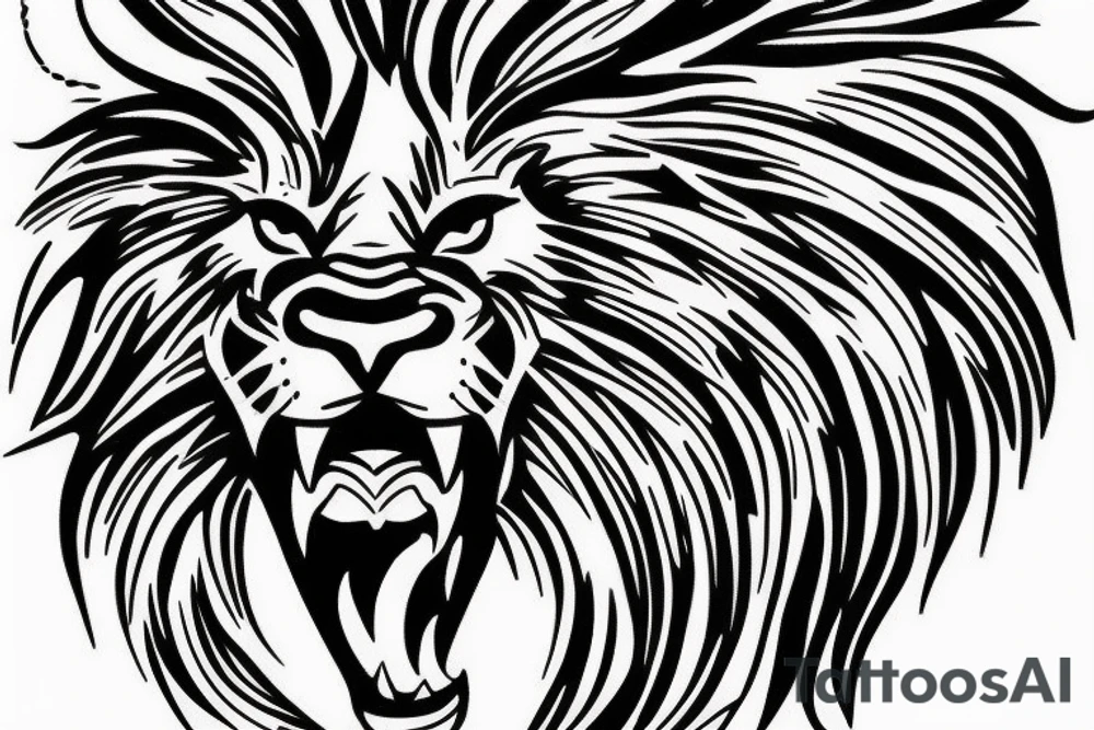 Lion with blood in its mouth tattoo idea