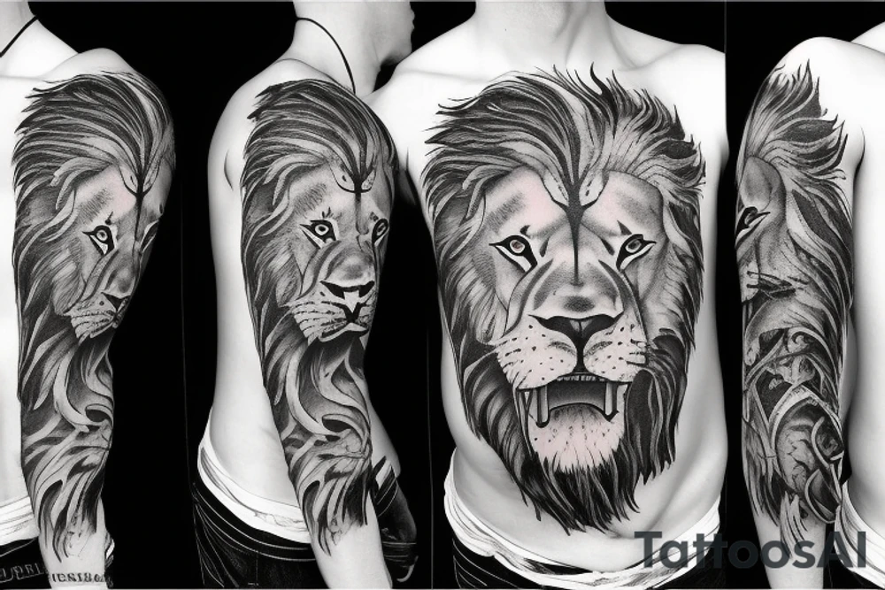 Lion with blood in its mouth tattoo idea