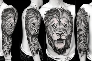 Lion with blood in its mouth tattoo idea