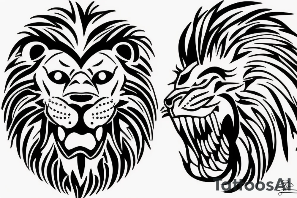 Lion with blood in its mouth tattoo idea