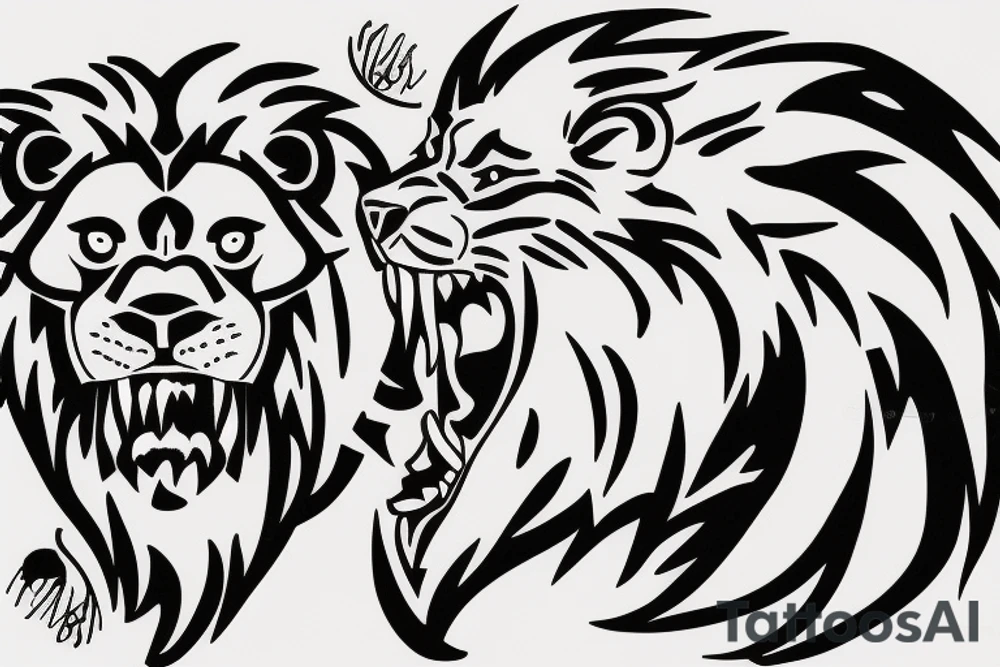 Lion with blood in its mouth tattoo idea
